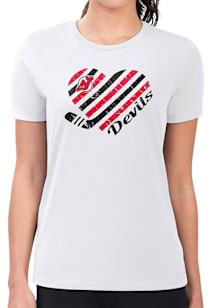 4Her New Jersey Devils Womens White Heart Fitted Design Short Sleeve T-Shirt