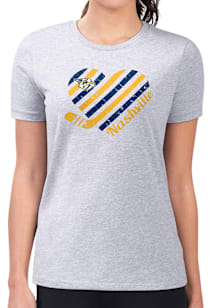 4Her Nashville Predators Womens Grey Heart Fitted Style Short Sleeve T-Shirt