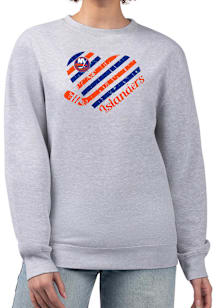 4Her New York Islanders Womens Grey Heart Crew Sweatshirt