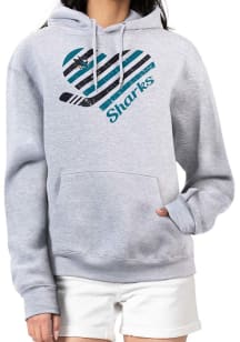 4Her San Jose Sharks Womens Grey Heart Hooded Sweatshirt