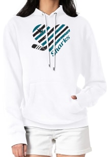 4Her San Jose Sharks Womens White Heart Hooded Sweatshirt