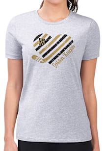 4Her Vegas Golden Knights Womens Grey Heart Fitted Design Short Sleeve T-Shirt