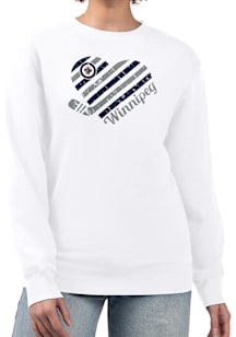 4Her Winnipeg Jets Womens White Heart Crew Sweatshirt