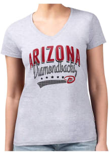 4Her Arizona Diamondbacks Womens Grey Filigree Fitted Design Short Sleeve T-Shirt