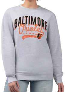 4Her Baltimore Orioles Womens Grey Filigree Crew Sweatshirt