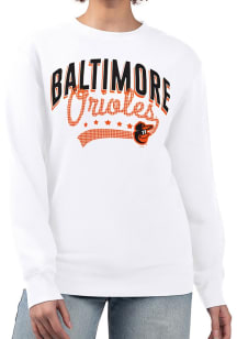 4Her Baltimore Orioles Womens White Filigree Crew Sweatshirt