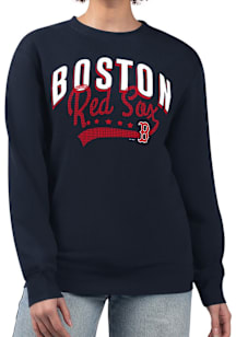 4Her Boston Red Sox Womens Navy Blue Filigree Crew Sweatshirt