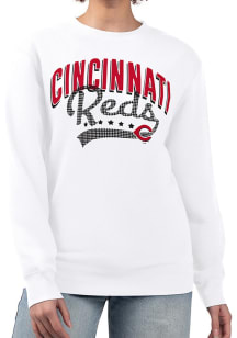 4Her Cincinnati Reds Womens White Filigree Crew Sweatshirt