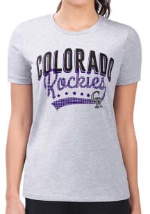 4Her Colorado Rockies Womens Grey Filigree Fitted Design Short Sleeve T-Shirt