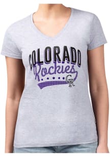 4Her Colorado Rockies Womens Grey Filigree Fitted Short Sleeve T-Shirt