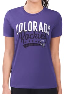 4Her Colorado Rockies Womens Purple Filigree Fitted Short Sleeve T-Shirt