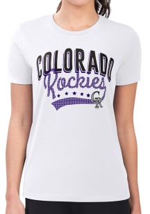 4Her Colorado Rockies Womens White Filigree Fitted Short Sleeve T-Shirt