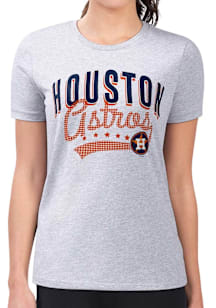 4Her Houston Astros Womens Grey Filigree Fitted Short Sleeve T-Shirt