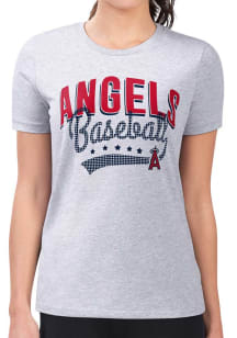 4Her Los Angeles Angels Womens Grey Filigree Fitted Short Sleeve T-Shirt