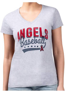 4Her Los Angeles Angels Womens Grey Filigree Fitted Design Short Sleeve T-Shirt