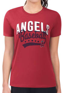 4Her Los Angeles Angels Womens Red Filigree Fitted Design Short Sleeve T-Shirt