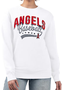 4Her Los Angeles Angels Womens White Filigree Crew Sweatshirt