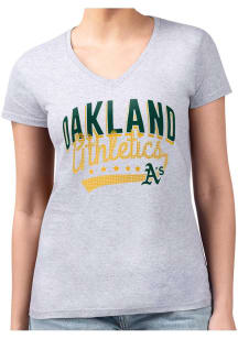 4Her Oakland Athletics Womens Grey Filigree Fitted Design Short Sleeve T-Shirt