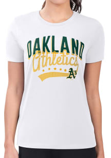 4Her Oakland Athletics Womens White Filigree Fitted Design Short Sleeve T-Shirt