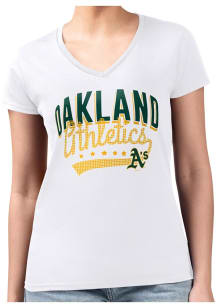 4Her Oakland Athletics Womens White Filigree Fitted Short Sleeve T-Shirt