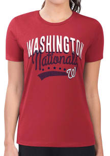 4Her Washington Nationals Womens Red Filigree Fitted Short Sleeve T-Shirt