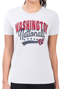 4Her Washington Nationals Womens White Filigree Fitted Short Sleeve T-Shirt