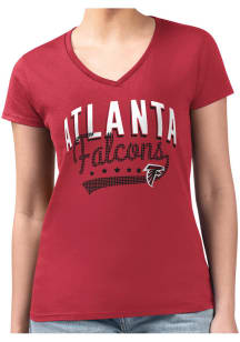 4Her Atlanta Falcons Womens Red Filigree Fitted Short Sleeve T-Shirt