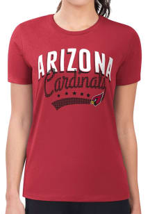 4Her Arizona Cardinals Womens Red Filigree Fitted Design Short Sleeve T-Shirt