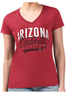 4Her Arizona Cardinals Womens Red Filigree Fitted Short Sleeve T-Shirt