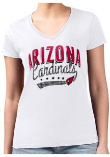 4Her Arizona Cardinals Womens White Filigree Fitted Short Sleeve T-Shirt