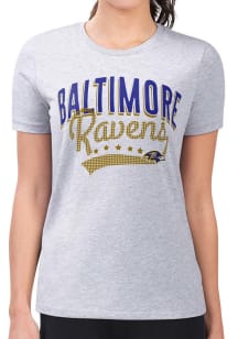 4Her Baltimore Ravens Womens Grey Filigree Fitted Short Sleeve T-Shirt