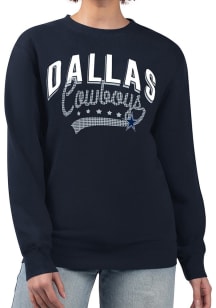 4Her Dallas Cowboys Womens Navy Blue Filigree Crew Sweatshirt