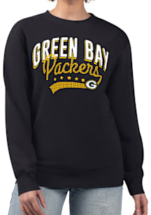 4Her Green Bay Packers Womens Black Filigree Crew Sweatshirt