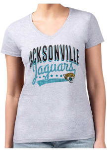 4Her Jacksonville Jaguars Womens Grey Filigree Fitted Short Sleeve T-Shirt
