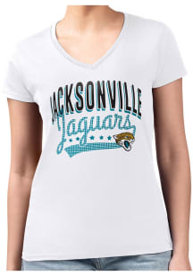 4Her Jacksonville Jaguars Womens White Filigree Fitted Short Sleeve T-Shirt