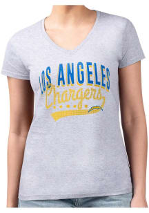 4Her Los Angeles Chargers Womens Grey Filigree Fitted Design Short Sleeve T-Shirt