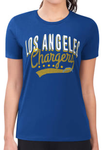 4Her Los Angeles Chargers Womens Blue Filigree Fitted Short Sleeve T-Shirt