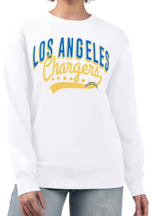 4Her Los Angeles Chargers Womens White Filigree Crew Sweatshirt