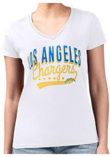 4Her Los Angeles Chargers Womens White Filigree Fitted Short Sleeve T-Shirt