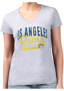 4Her Los Angeles Rams Womens Grey Filigree Fitted Short Sleeve T-Shirt