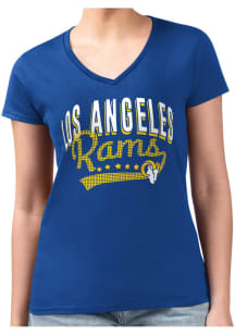 4Her Los Angeles Rams Womens Blue Filigree Fitted Short Sleeve T-Shirt