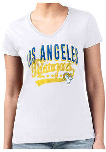 4Her Los Angeles Rams Womens White Filigree Fitted Design Short Sleeve T-Shirt