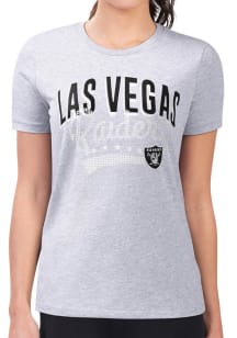 4Her Las Vegas Raiders Womens Grey Filigree Fitted Design Short Sleeve T-Shirt