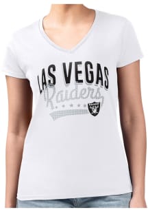 4Her Las Vegas Raiders Womens White Filigree Fitted Design Short Sleeve T-Shirt