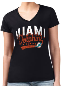 4Her Miami Dolphins Womens  Filigree Fitted Design Short Sleeve T-Shirt