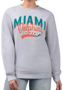 4Her Miami Dolphins Womens Grey Filigree Crew Sweatshirt