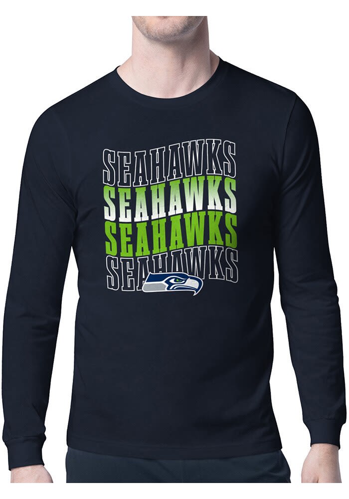 Starter Seattle Seahawks Wave Long Sleeve T Shirt NAVY
