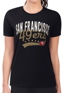 4Her San Francisco 49ers Womens Black Filigree Fitted Design Short Sleeve T-Shirt