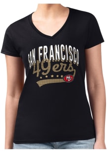 4Her San Francisco 49ers Womens Black Filigree Fitted Short Sleeve T-Shirt