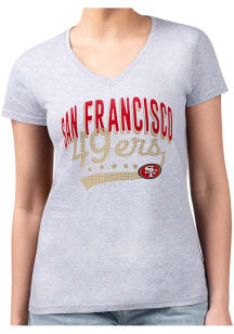 4Her San Francisco 49ers Womens Grey Filigree Fitted Design Short Sleeve T-Shirt